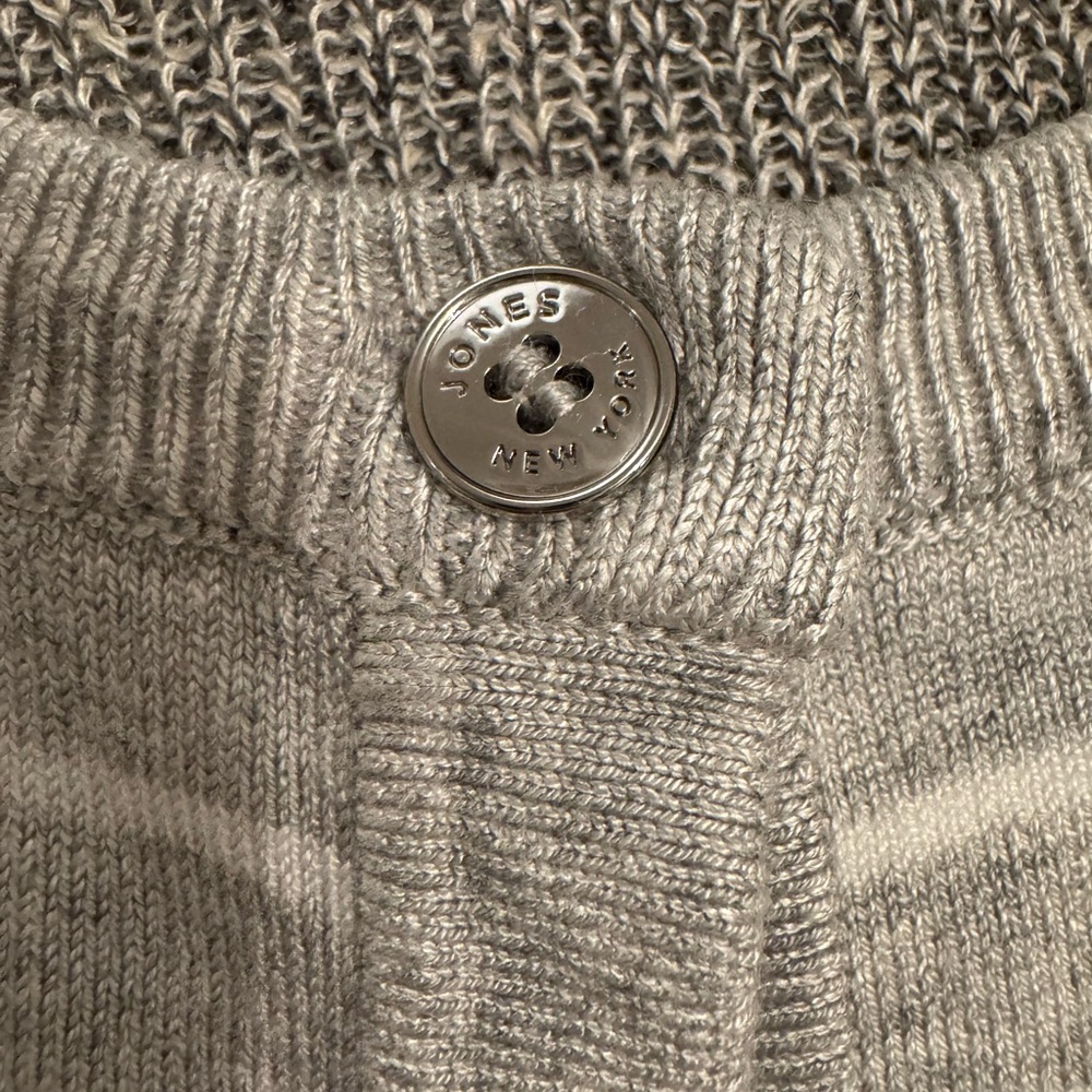 Jones New York Gray/White Striped Cardigan Sweater - Picture 4 of 11